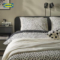 宜家(IKEA)BJORKGRAMAL比约劳玛被套枕套多件套双人家用 绿色白色带有圆点 被套和2个枕套 240x220cm