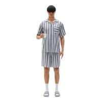 蕉内丝丝5系睡衣男女士夏季款短袖短裤冰丝凉感丝滑家居服套装 【女士】藤紫条纹 XL