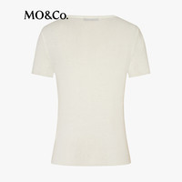MO&Co.针织衫2025秋轻薄精纺简法智性半开襟圆领短袖上衣MBE3SWT037 米白色 XS /155