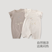 巴厘小猪女宝宝连体衣夏天小月龄哈衣爬服外出公主风礼服夏季薄款婴儿衣服 拿铁 100cm