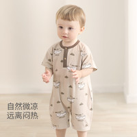 巴厘小猪宝宝夏季连体衣男宝短袖薄款哈衣新生儿爬爬服女宝夏日婴儿衣服 奇妙航游 90cm