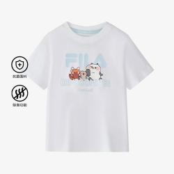 FILA 男童女童（105-175）短袖T恤休闲宽松圆领T恤