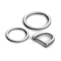 徕本 LABEN 钛合金钥匙圈 钛 平圈+马蹄扣 3个装