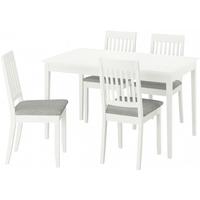 宜家(IKEA)NASINGE纳辛格伸缩型餐桌多人餐桌客厅家用 白色餐桌+白色椅子×4 130/190x80cm