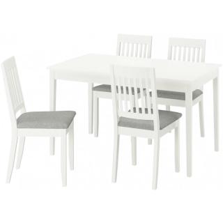 宜家（IKEA）NASINGE纳辛格伸缩型餐桌多人餐桌客厅家用 白色餐桌+白色椅子×4 130/190x80cm