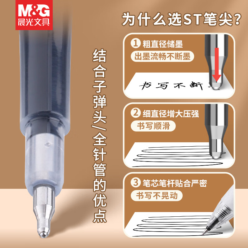 晨光（M&G）笔芯替芯速干st头按动中性笔大容量替芯学生用考试刷题笔芯 替芯ST2628