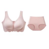 都市丽人内衣女无尺码均码光面无痕薄款聚拢无钢圈文胸套装2B351N 兰花烟