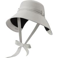 蕉下（beneunder）飘带渔夫帽黑胶防晒帽子女遮阳帽太阳帽防紫外线BM502灰 浅咖灰 【绒感黑胶】