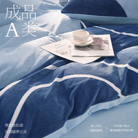 百丽丝【反季秒杀】四件套 A类牛奶绒防寒抗静电套件 床单被套枕套 远山(宁静蓝) 1.5米床 床单款 （被套200*230cm）
