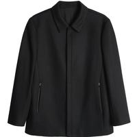 劲霸男装秋冬翻领纯色青年休闲百搭毛呢大衣|BFWT3317 黑色 S