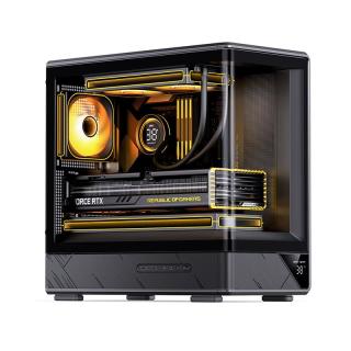  JONSBO/乔思伯 无立柱曲面海景房 MATX机箱+数码显示屏+Type-c Gen2 10Gbps  黑色