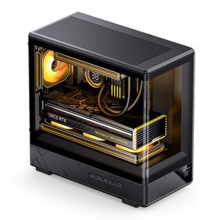  JONSBO/乔思伯 无立柱曲面海景房 MATX机箱+数码显示屏+Type-c Gen2 10Gbps  黑色