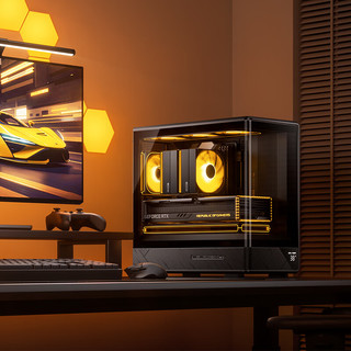  JONSBO/乔思伯 无立柱曲面海景房 MATX机箱+数码显示屏+Type-c Gen2 10Gbps  黑色