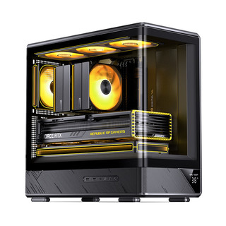  JONSBO/乔思伯 无立柱曲面海景房 MATX机箱+数码显示屏+Type-c Gen2 10Gbps  黑色