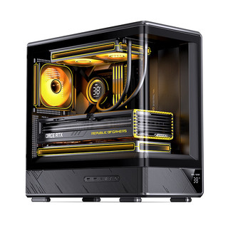  JONSBO/乔思伯 无立柱曲面海景房 MATX机箱+数码显示屏+Type-c Gen2 10Gbps  黑色
