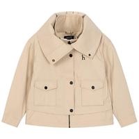 哈吉斯 童装女童春夹克三防双领休闲利落夹克 杏仁卡其 145