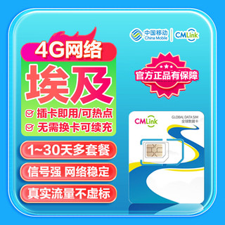 埃及流量卡CMLink高速网络开罗阿斯旺旅游手机上网sim卡 5天2GB/天-高速+不限量