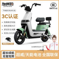 加州豹 JZBOO 电动自行车新国标电瓶车成人代步车48V男女士学生长跑王踏板电动车自行车电助力超长续航 绿色 黑金12A铅酸电池续航约25-30公里