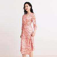 2024春秋季轻奢莫奈花园风修身气质百搭印花减龄设计感连衣裙