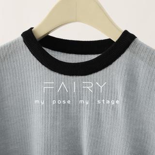 秋水伊人 Fairy系列 含绵羊毛 撞色宽松 短袖针织衫