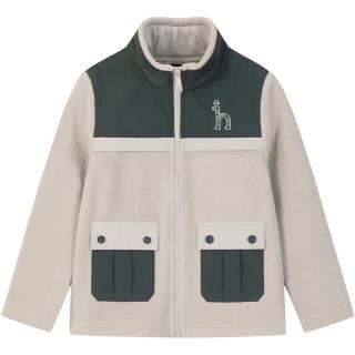 PLUS会员：哈吉斯 童装男童外套秋防静电舒适简约撞色休闲针织外套 极地灰 145