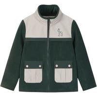 哈吉斯 品牌童装男童外套秋防静电舒适简约撞色休闲针织外套 深青绿 145