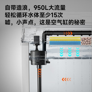 YEE鱼缸三合一水泵上过滤增氧抽水过滤系统顶滤外置滤盒循环潜水泵 6W【吸盘+夹片式】裸泵/适合31-40cm鱼缸