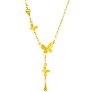 周大福 流苏蝴蝶套链黄金项链 40cm 5.05g EOF1058
