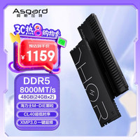 阿斯加特 48GB(24GBx2) DDR5 8000 台式机内存条 雷神索尔 马甲条 海力士M-die CL40 极夜黑