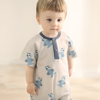 巴厘小猪宝宝夏季连体衣男宝短袖薄款哈衣新生儿爬爬服女宝夏日婴儿衣服 环游世界 90cm