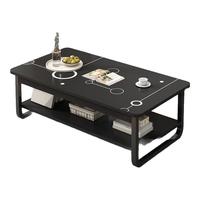 修乐茶几客厅2024家用简约现代小户型简易小桌子出租屋用沙发茶桌 【加粗钢架】黑色+白圈80cm