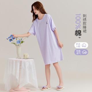 【100%纯棉】夏季薄款睡裙女士家居服透气舒适睡裙宽松可外穿