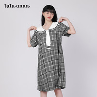 tutuanna5折睡衣女家居服套装领结学院风JK风睡衣女士装 251728-浅紫色 均码 160/84A
