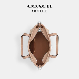 蔻驰（COACH）奥莱女士经典标志CITY迷你托特包单肩斜挎包手提包city15 SV/沙黄色/灰褐色