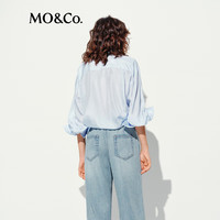 MO&Co.衬衫2025夏5A+桑蚕丝光泽感轻薄中性宽松清爽蓝调MBE2SHT023 冰川蓝色 XS /155
