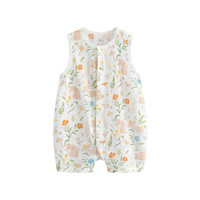 麦拉贝拉【薄如蝉翼】麦拉贝拉婴儿连体衣宝宝夏天无袖衣服透气长绒棉a类 花园粉（无袖） 59cm
