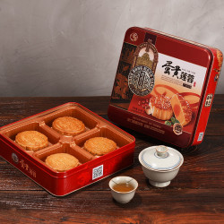 金尊 4个蛋黄莲蓉 铁罐装广式月饼礼盒 500g