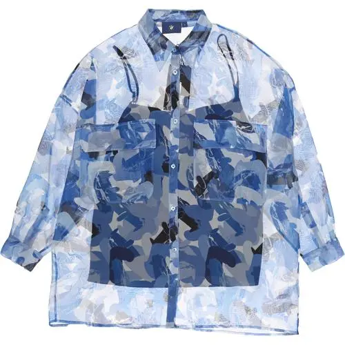 宝马女装海洋迷彩车满印图形长袖衬衫尺码偏大