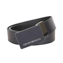 EMPORIO ARMANI 男款真皮平滑扣皮带腰带 礼盒礼袋