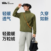 蕉下摇粒绒外套男款冲锋衣内胆立领加绒秋季户外保暖万粒绒夹克 漫暮黑 S