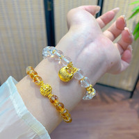 瑞诺 黄金小胖福白水晶手链 4.07g