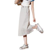 美式工装半身裙女春夏季高腰遮胯显瘦中长款a字百搭裙夏装