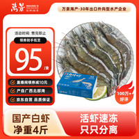 万景 鲜冻白虾 100-120只 2kg