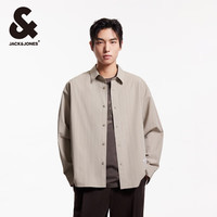 杰克·琼斯（JACK&JONES）春秋季休闲长袖衬衫男衬衣式薄外套合集 2251O3007灰卡其 S 170