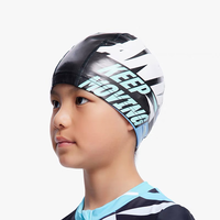 安踏（ANTA）男女儿童游泳PU泳帽 贴合防水高弹力不勒头游泳帽 酷炫黑