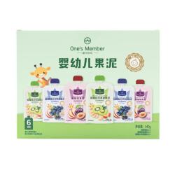 1号会员店 婴幼儿果泥混合口味辅食果汁水果泥饮料西梅婴标0-3岁宝宝90g*6袋