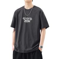 吉普【纯棉上衣男】2025夏季男士短袖t恤时尚百搭上衣薄款运动t恤男 4XL 灰色