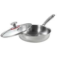 双枪（Suncha）平底锅不粘煎炒锅0涂层316L钢电磁燃气通用28cm带盖 28cm- 0涂层316L煎炒锅