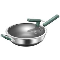 美的(Midea)炒锅钛不锈钢不粘锅抗菌无涂层炒锅有钛0涂层电磁炉燃气通用 【优钛真不粘】 32cm