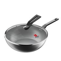 三禾炒锅不粘锅炒菜锅煎炒锅多功能炒锅平底钛锅钻石钛陶天穹黑30cm  钻石炒锅天穹黑 30cm